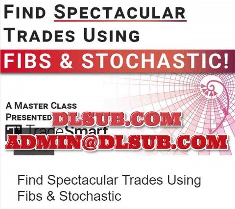 TradeSmart University branded course image mockup for Find Spectacular Trades Using Fibs and Stochastic digital training