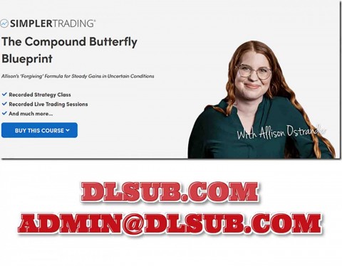 Allison Ostrander Branded promotional graphic of Simpler Trading – The Compound Butterfly Blueprint digital course package