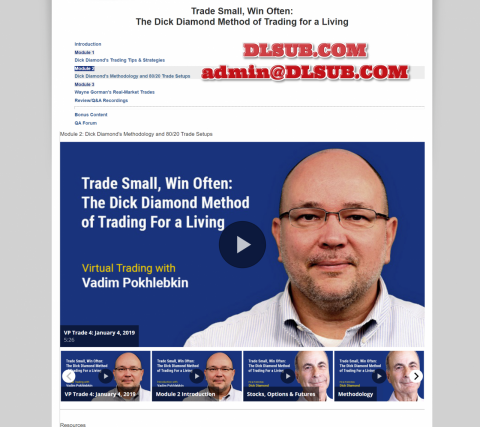 Dick Diamond Method of Trading For a Living Course with Dick Diamond Wayne Gorman and Vadim Pokhlebkin $7100